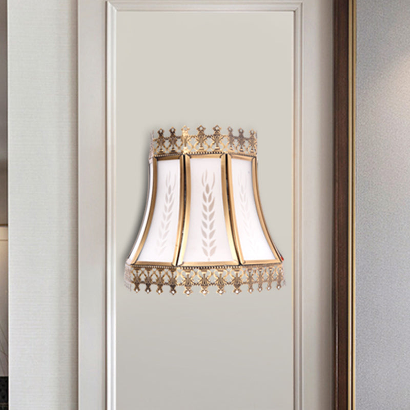 Empire White Glass Wall Sconce Light Retro 1 Head Living Room Flush Mount Lamp