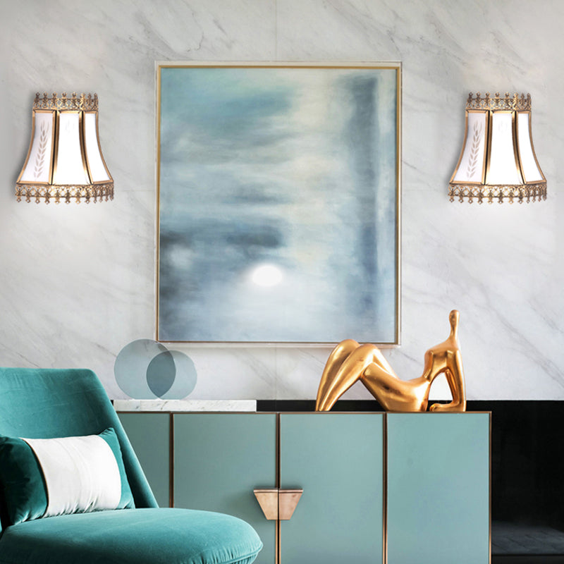 Empire White Glass Wall Sconce Light Retro 1 Head Living Room Flush Mount Lamp