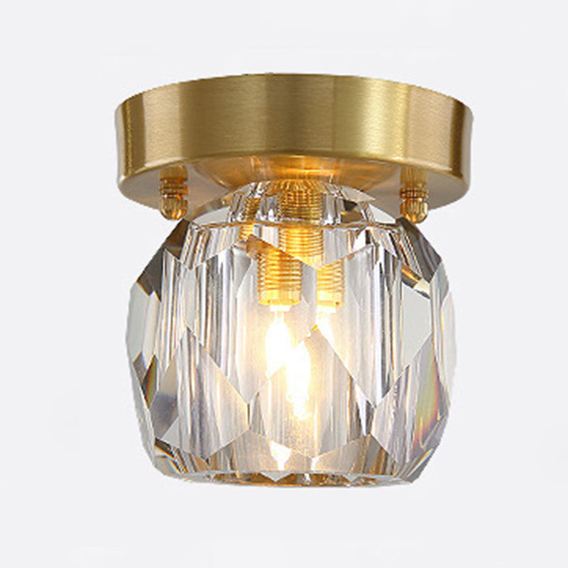 Modern Copper Lamps 1 Head Ceiling Light Glass Lampshade Living Room Flush Mount Lighting