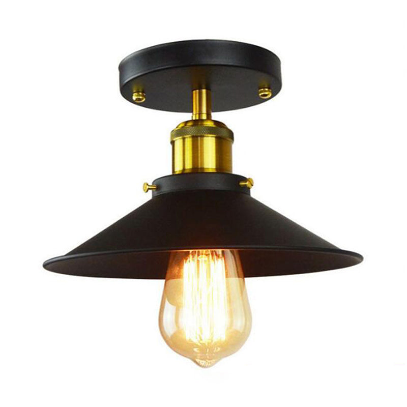 Modern Industrial Ceiling Light Lid Shape Light 1 Light Wrought Iron Bedroom Ceiling Light