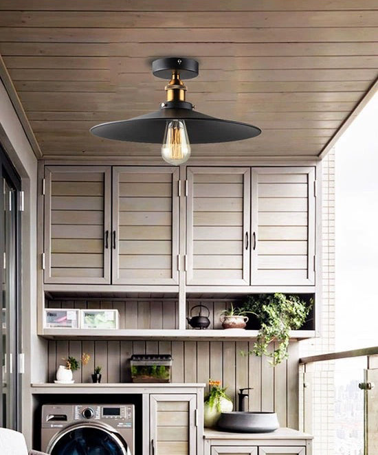 Modern Industrial Ceiling Light Lid Shape Light 1 Light Wrought Iron Bedroom Ceiling Light