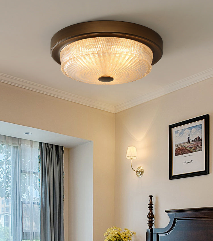 American Ceiling Light Bronze Glas Lampenschirm 1 Light Flush Mount Light für Indoor Room