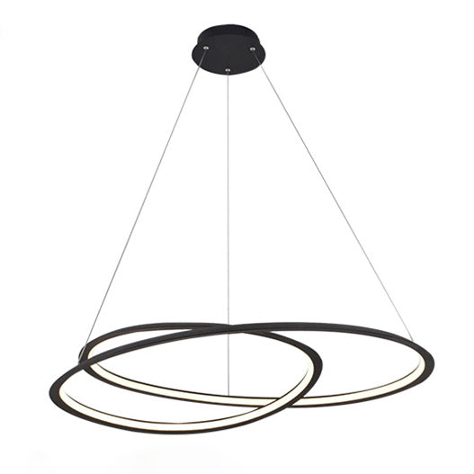 Living Room LED Chandelier Pendant Light Modern Black Chandelier Lighting with Spiral Metal Shade