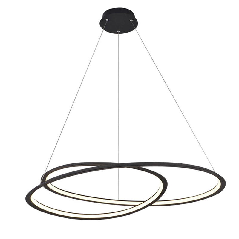 Living Room LED Chandelier Pendant Light Modern Black Chandelier Lighting with Spiral Metal Shade
