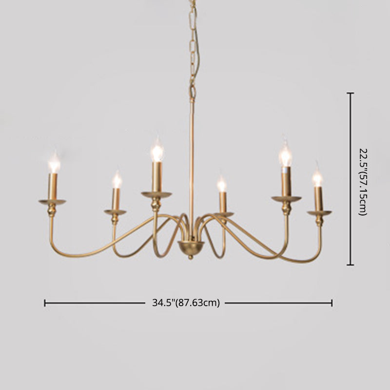 Chandelle suspendue à la bougie Light Light Traditional Swooping Bras Plafond Chandelier pour le salon