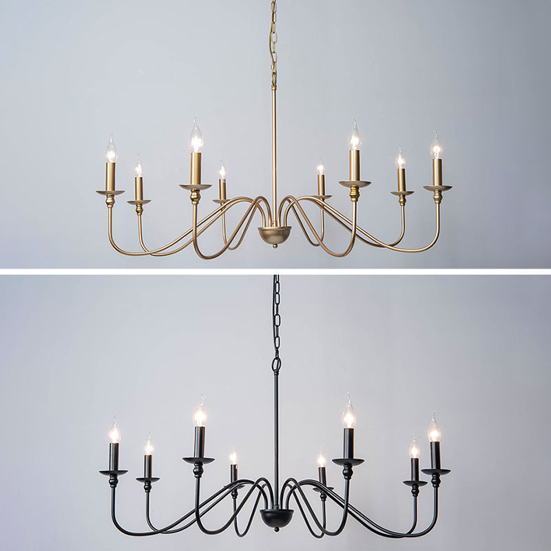 Chandelle suspendue à la bougie Light Light Traditional Swooping Bras Plafond Chandelier pour le salon