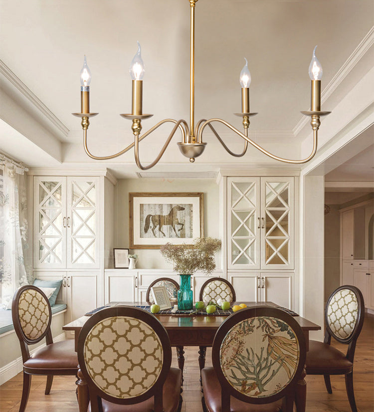 Chandelle suspendue à la bougie Light Light Traditional Swooping Bras Plafond Chandelier pour le salon