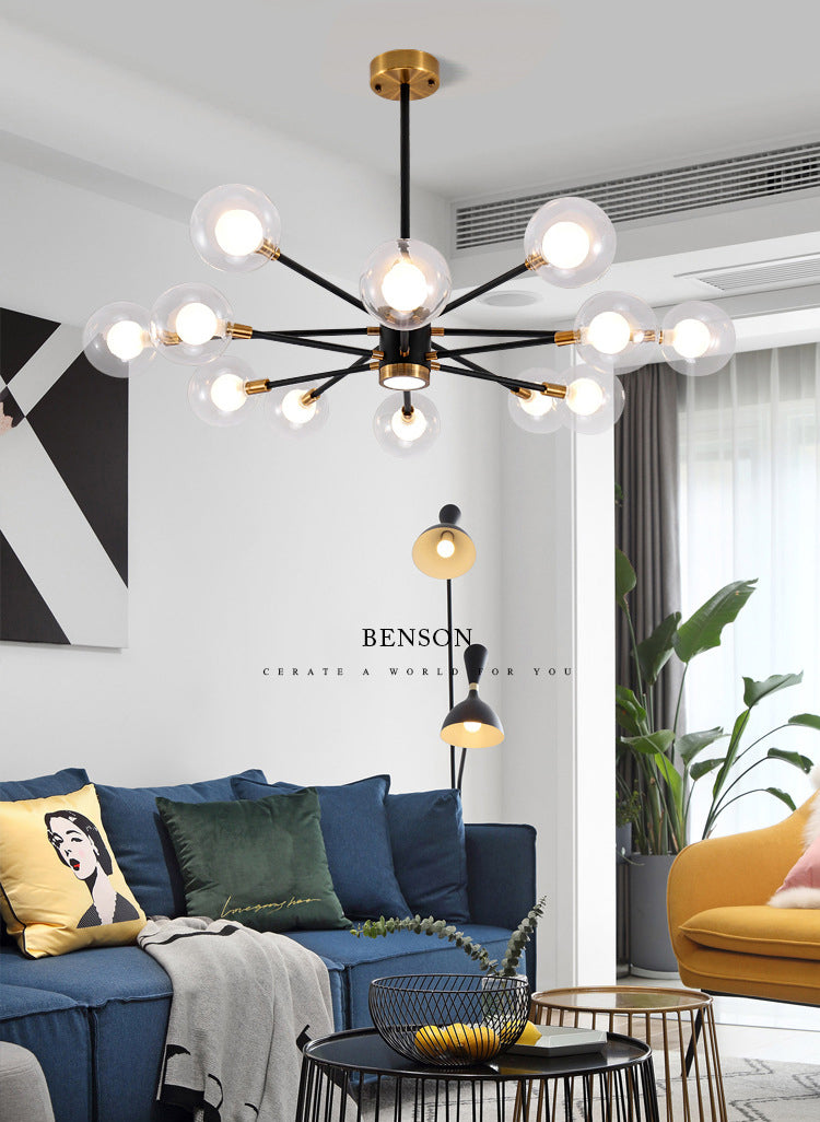 Transparent Glass Globe Shade Molecular Chandelier Spotlight Design Contemporary Simplicity Style Lighting Pendant