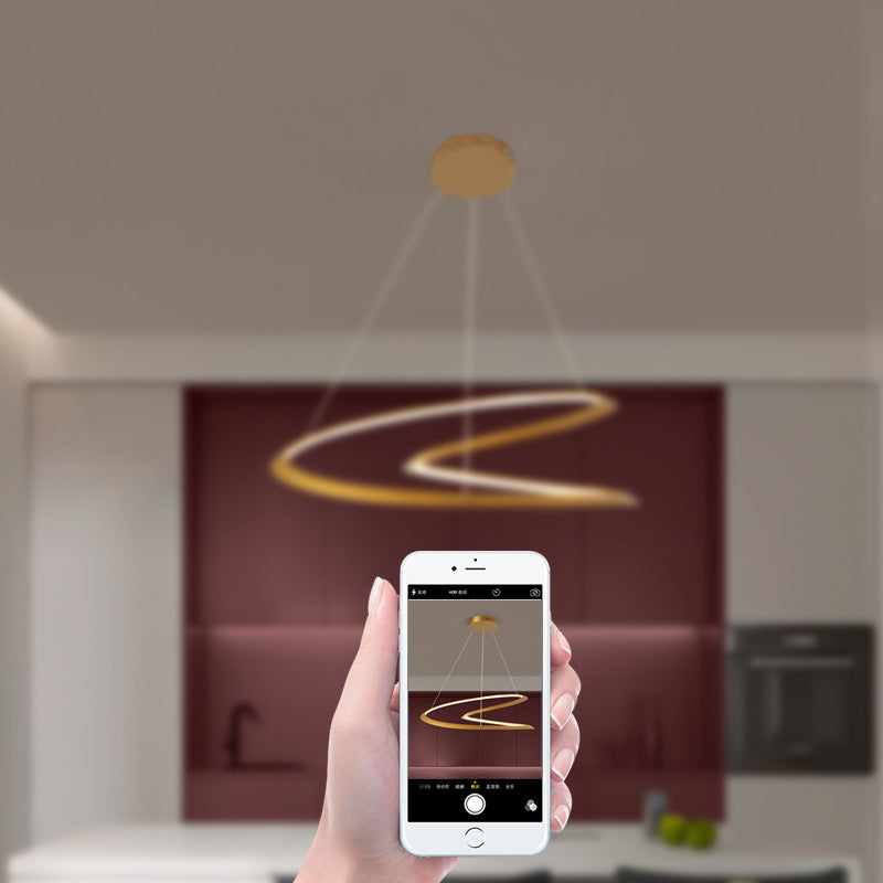 Modern LED Pendant Light Fixture Twisted Suspended Lighting Fixture with Acrylic Shade