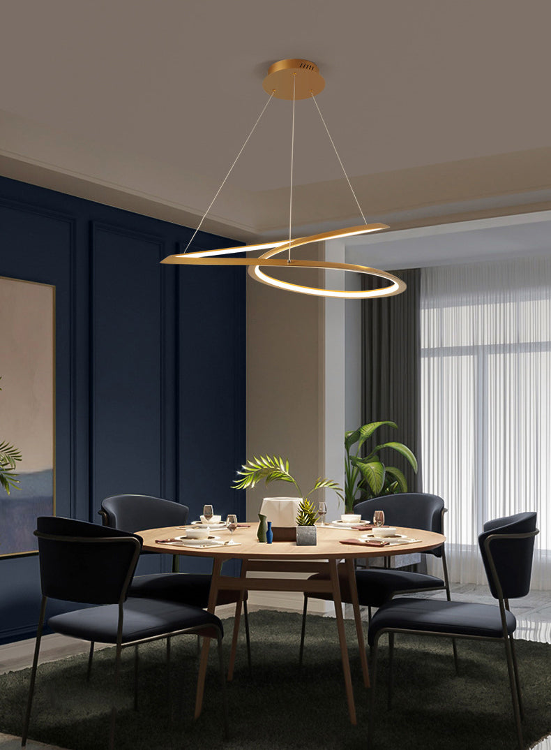 Modern LED Pendant Light Fixture Twisted Suspended Lighting Fixture with Acrylic Shade