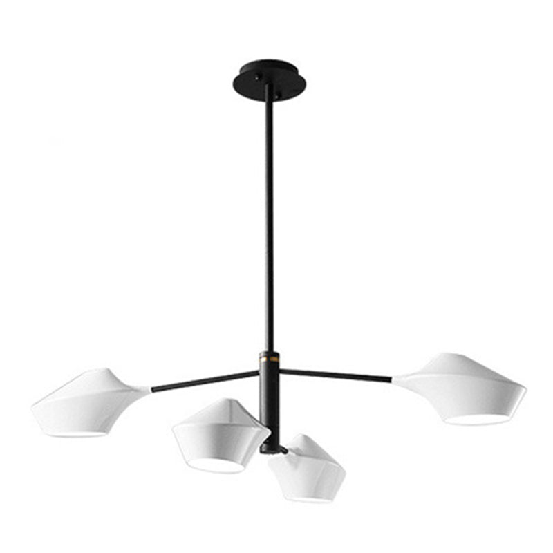 Estilo posmoderno Minimalismo Iluminación Candelier blanca Acrílica Geométrica Suminosa luz de suspensión Luz con caña de colgar ajustable de 19,6 "