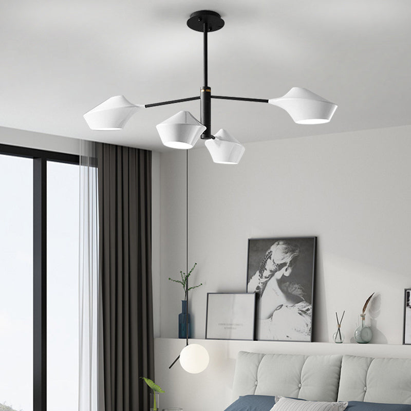 Estilo posmoderno Minimalismo Iluminación Candelier blanca Acrílica Geométrica Suminosa luz de suspensión Luz con caña de colgar ajustable de 19,6 "
