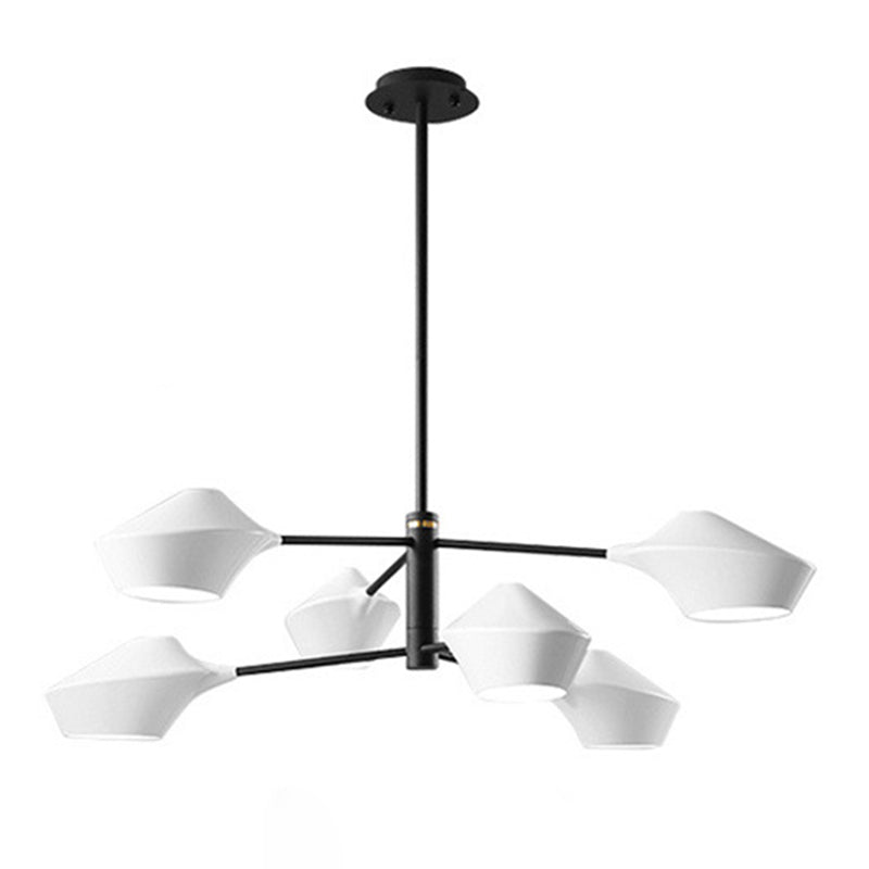Estilo posmoderno Minimalismo Iluminación Candelier blanca Acrílica Geométrica Suminosa luz de suspensión Luz con caña de colgar ajustable de 19,6 "