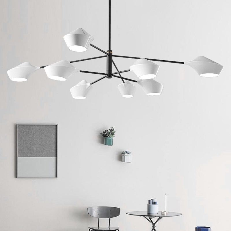 Estilo posmoderno Minimalismo Iluminación Candelier blanca Acrílica Geométrica Suminosa luz de suspensión Luz con caña de colgar ajustable de 19,6 "