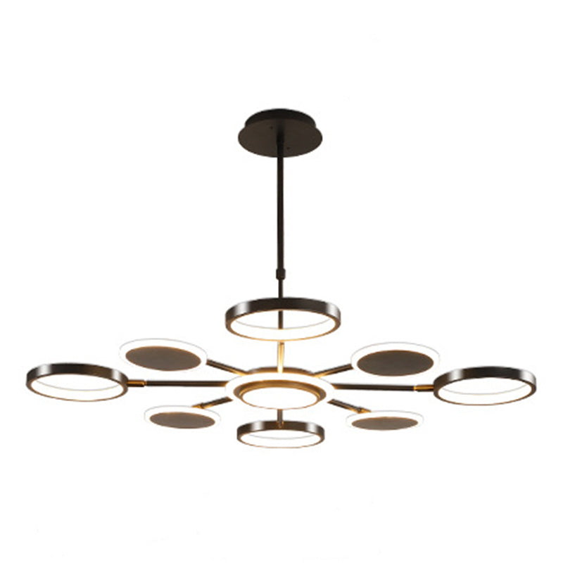 Accesorio de iluminación colgante de círculo acrílico Estilo moderno LED Black Hanging Chandelier