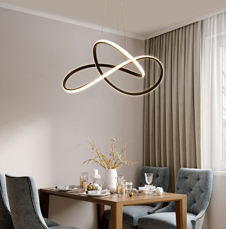 Acrílico espiral colgante lámpara de lámpara de estilo simple led lacera negra lámpara colgante