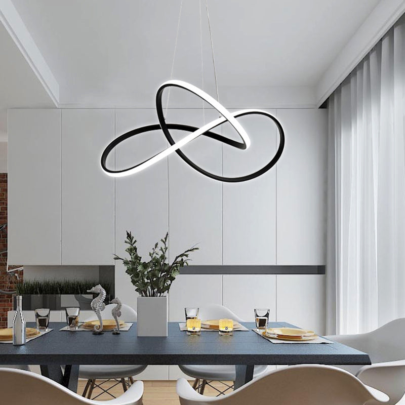 Acrílico espiral colgante lámpara de lámpara de estilo simple led lacera negra lámpara colgante