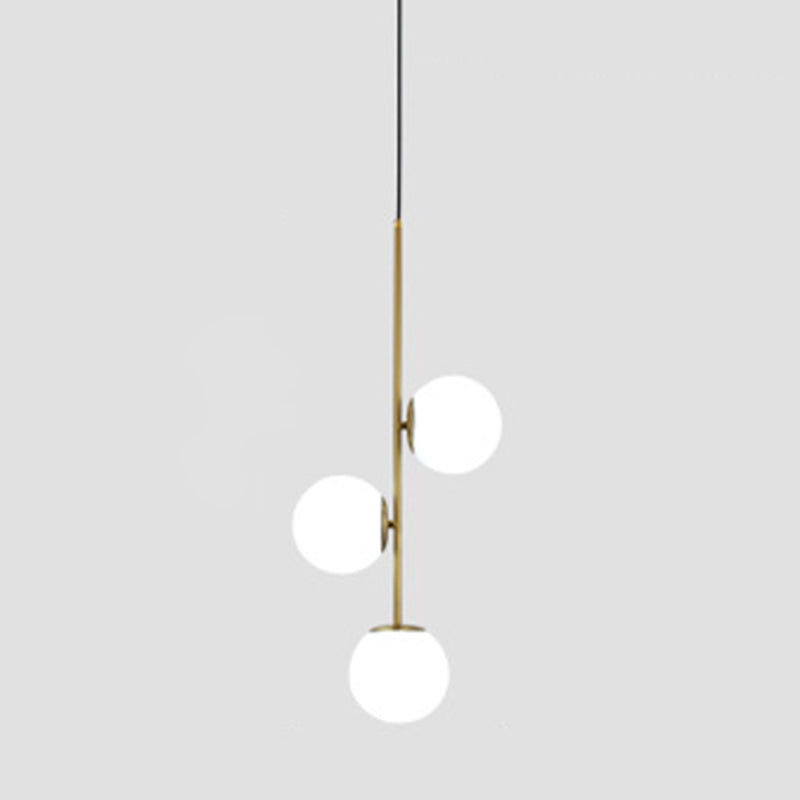 Modern Minimalist Linear Chandelier Light Fixture Spherical Frosted Glass Ceiling Chandelier in Gold