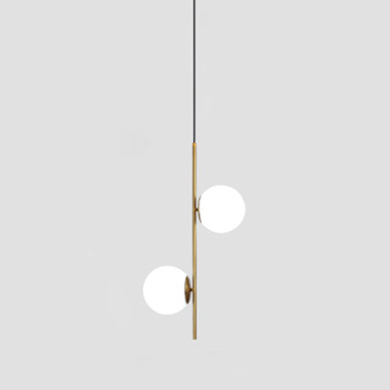 Modern Minimalist Linear Chandelier Light Fixture Spherical Frosted Glass Ceiling Chandelier in Gold