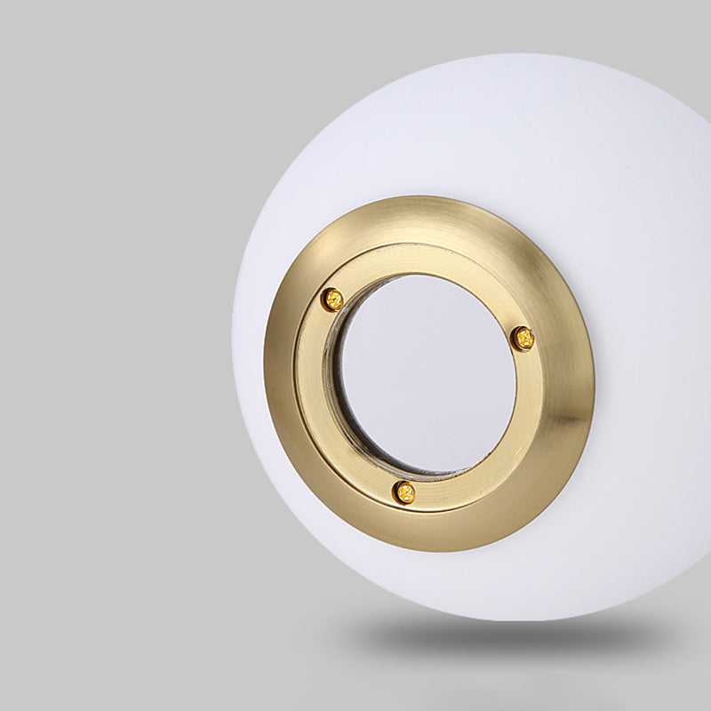 Modern Minimalist Linear Chandelier Light Fixture Spherical Frosted Glass Ceiling Chandelier in Gold