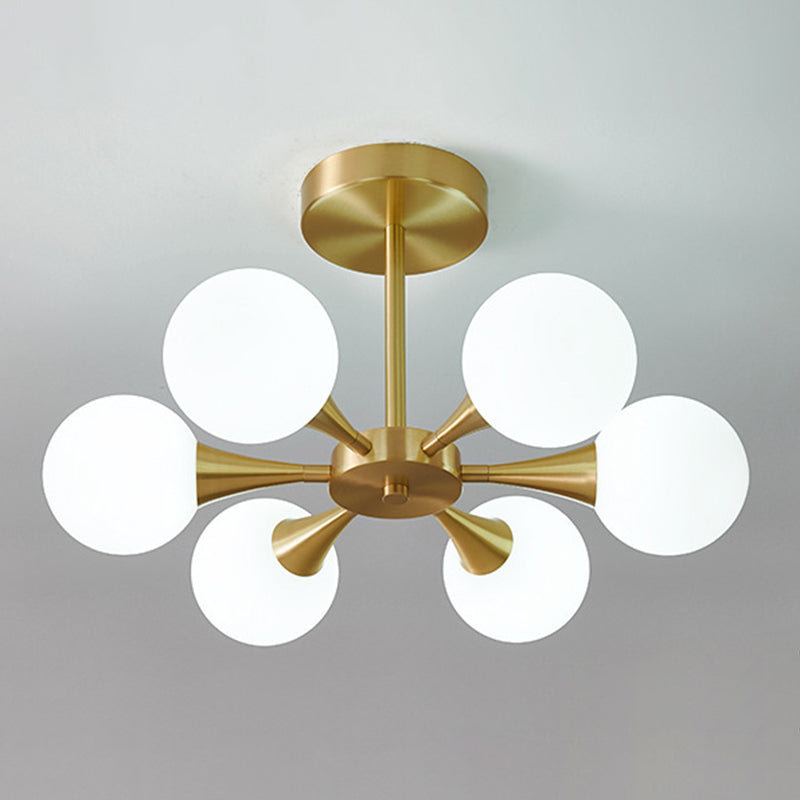 Candelera de estrella estelar posmoderna Candelera de techo de techo de sombra de vidrio claro en oro para sala de estar