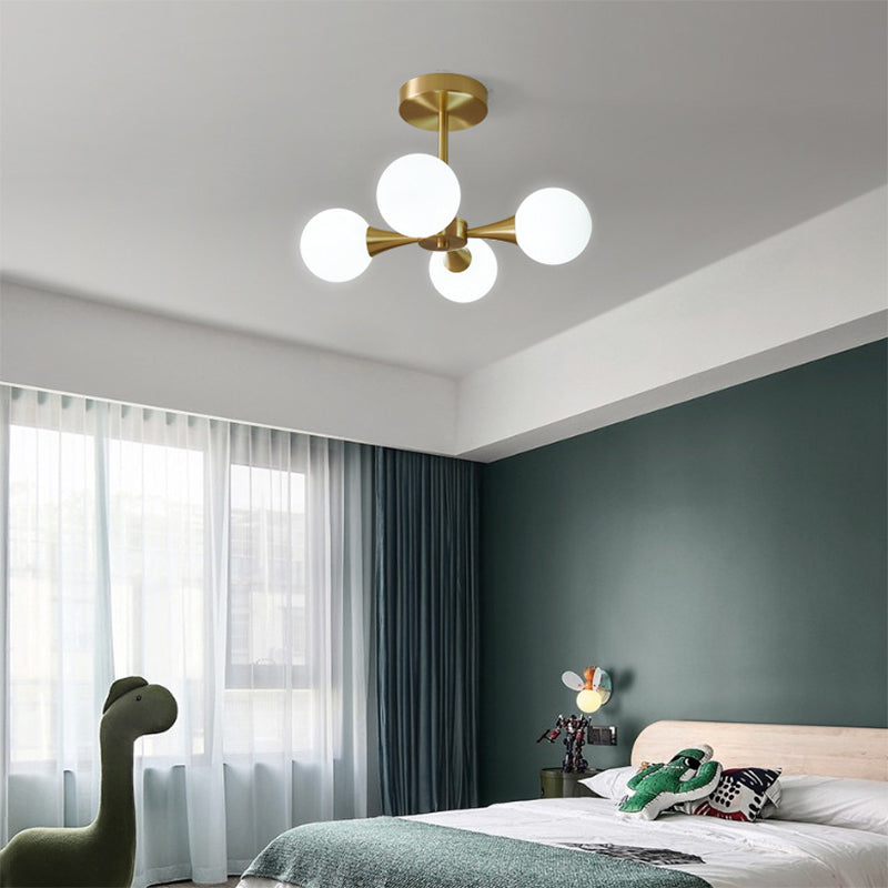 Candelera de estrella estelar posmoderna Candelera de techo de techo de sombra de vidrio claro en oro para sala de estar