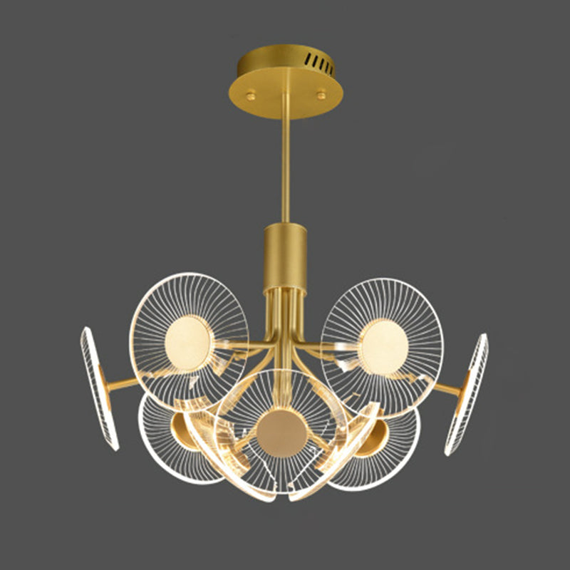 Gold Radial Chandelier Lamp Postmodern LED Acrylic Suspension Light for Living Room