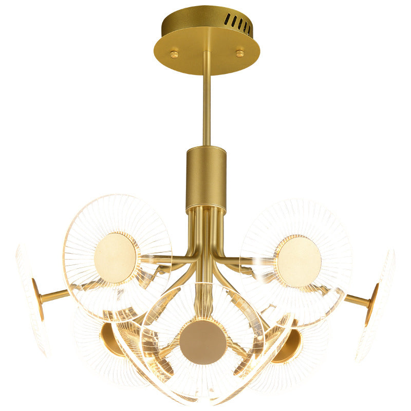 Gold Radial Chandelier Lamp Postmodern LED Acrylic Suspension Light for Living Room