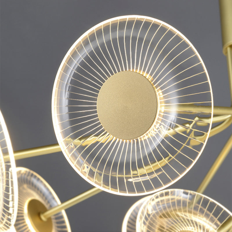 Gold Radial Chandelier Lamp Postmodern LED Acrylic Suspension Light for Living Room