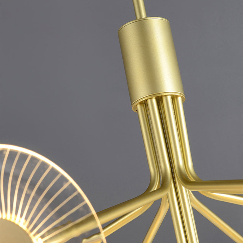 Gold Radial Chandelier Lamp Postmodern LED Acrylic Suspension Light for Living Room