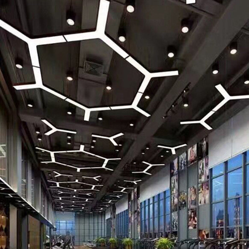 Y-Shape Pendant Light Fixture Modern Style Metal LED Office Hanging Pendant Light in Black