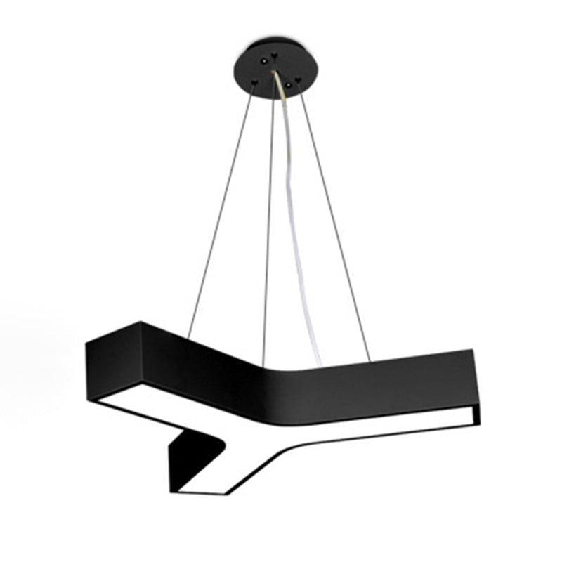 Y-Shape Pendant Light Fixture Modern Style Metal LED Office Hanging Pendant Light in Black