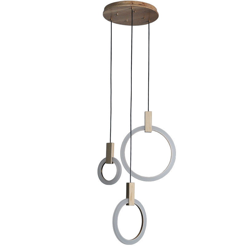 Duplex LED Multiple Hanging Light Simple Style Brass Ceiling Light with Ring Acrylic Shade