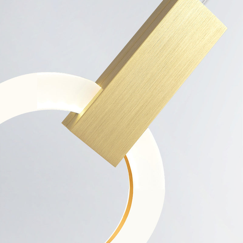 Duplex LED Multiple Hanging Light Simple Style Brass Ceiling Light with Ring Acrylic Shade