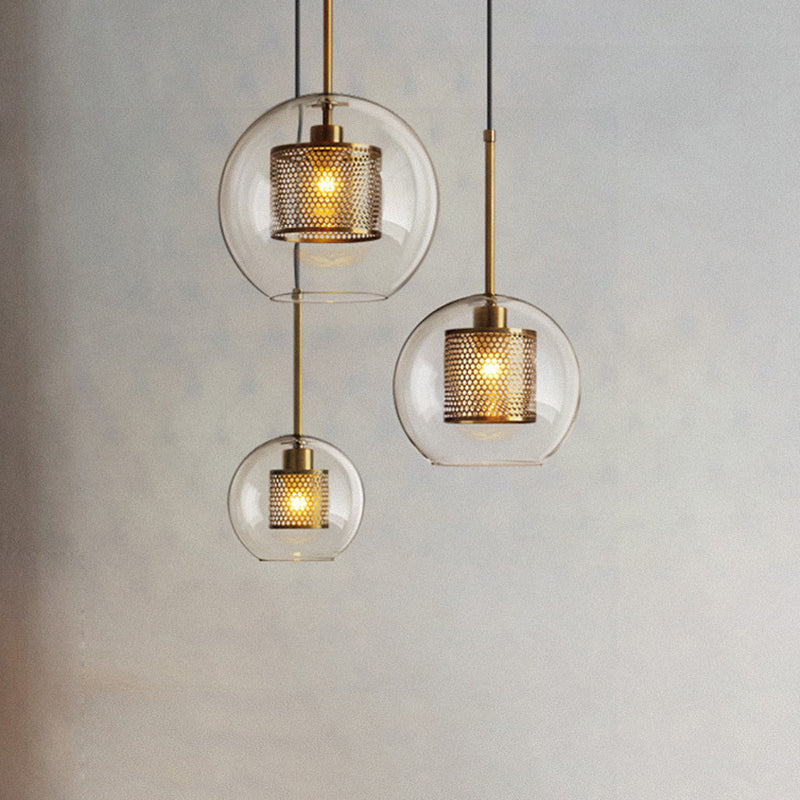 1 kit d'éclairage léger en verre industriel rétro lumière suspendue avec cordon suspendu pour restaurant