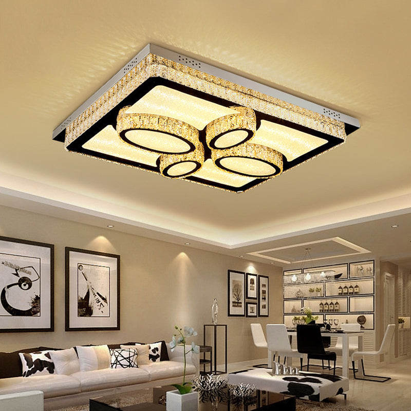 Rettangolare Soffitto Montato Lampada Contemporary Crystal Family Room LED Flush Light in Chrome