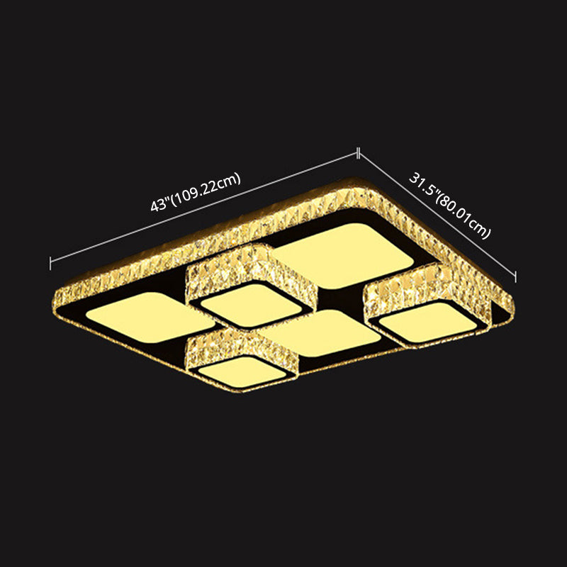 Rettangolare Soffitto Montato Lampada Contemporary Crystal Family Room LED Flush Light in Chrome