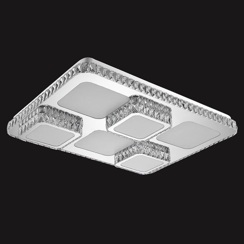 Rettangolare Soffitto Montato Lampada Contemporary Crystal Family Room LED Flush Light in Chrome