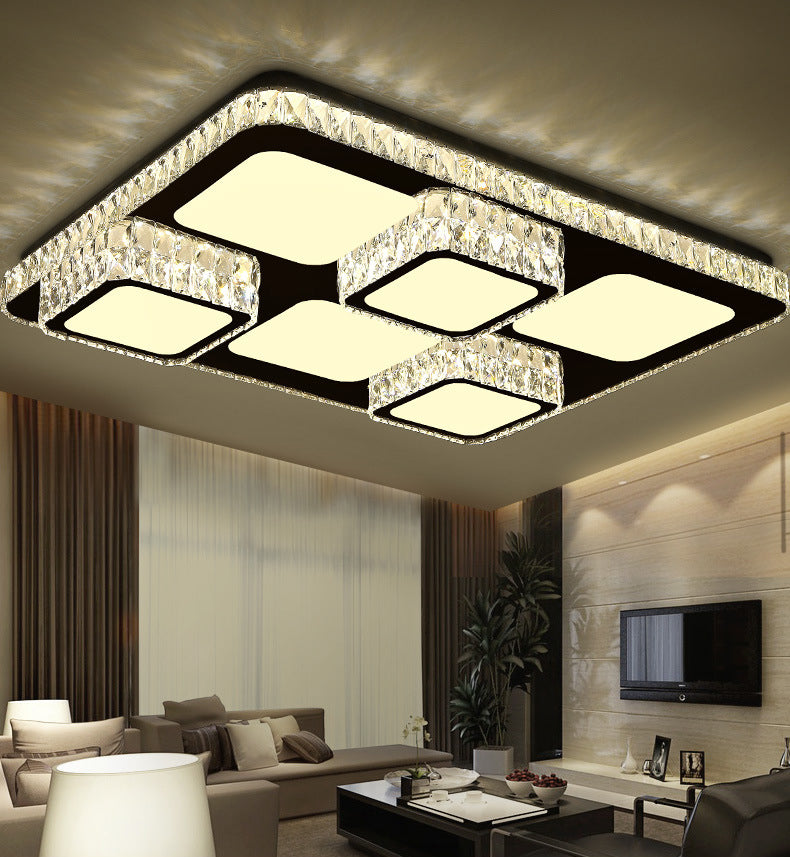 Rettangolare Soffitto Montato Lampada Contemporary Crystal Family Room LED Flush Light in Chrome