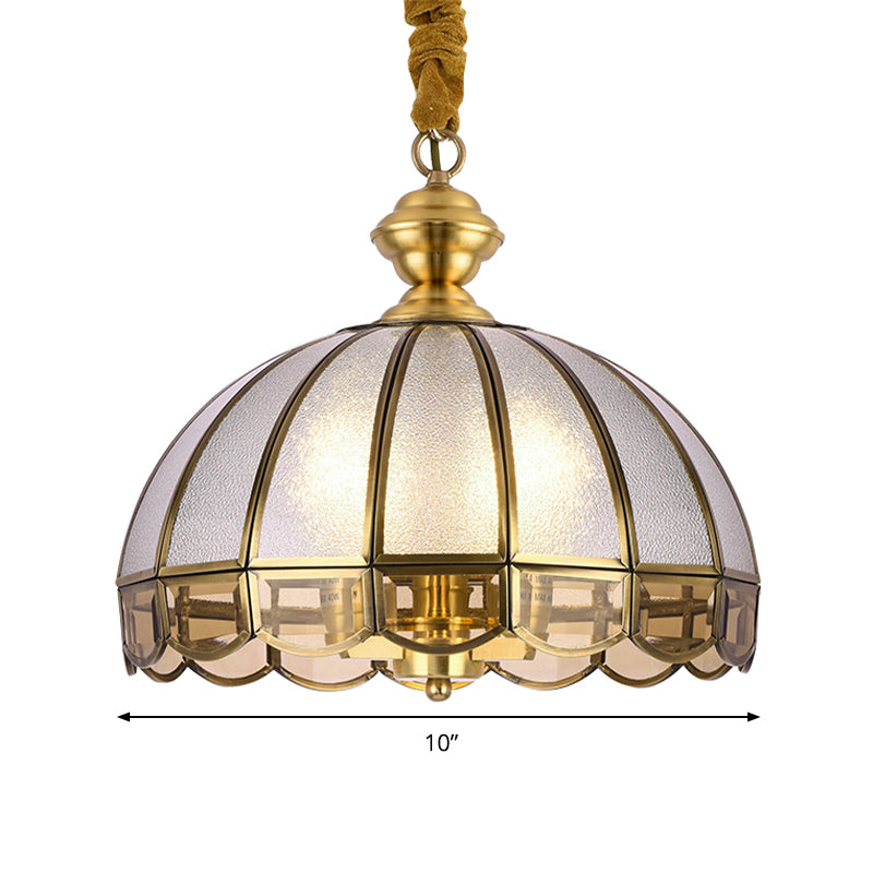Brass 1 Bulb Hanging Ceiling Light Vintage Water Glass Dome Suspension Pendant Lamp