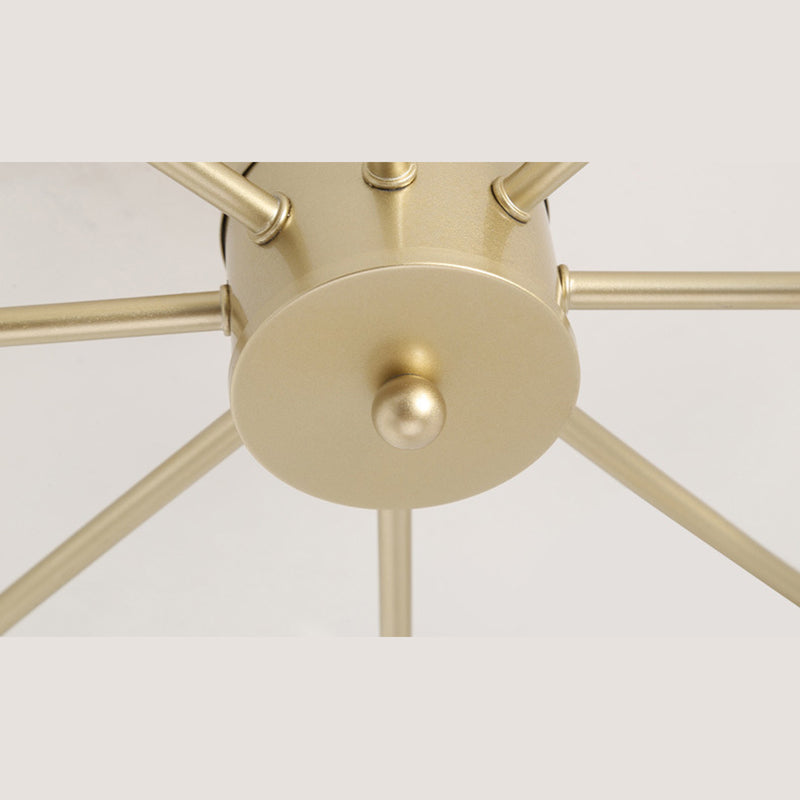 Bare Bulb Floriated Semi Flush Mount in Industrial Vintage Style Metal Ceiling Light for Dining Room
