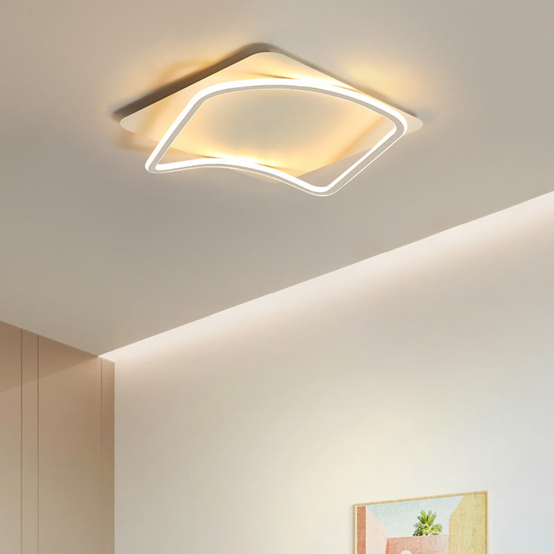 Simplicity Square LED Flush Light Fixture Aluminum Bedroom Ceiling Mounted Light