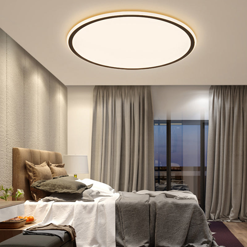 Plafonnier LED en aluminium simple encastré en forme de disque noir pour chambre à coucher