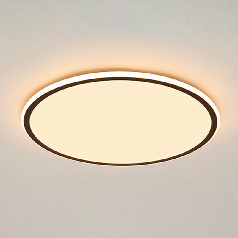 Plafonnier LED en aluminium simple encastré en forme de disque noir pour chambre à coucher
