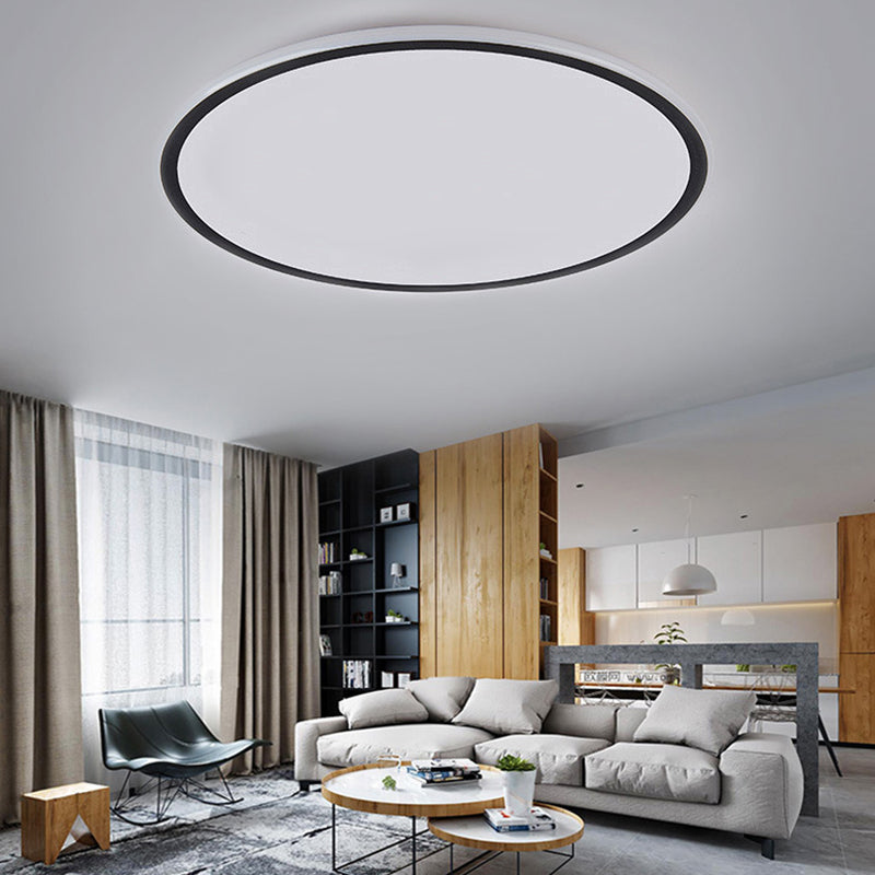 Plafonnier LED en aluminium simple encastré en forme de disque noir pour chambre à coucher