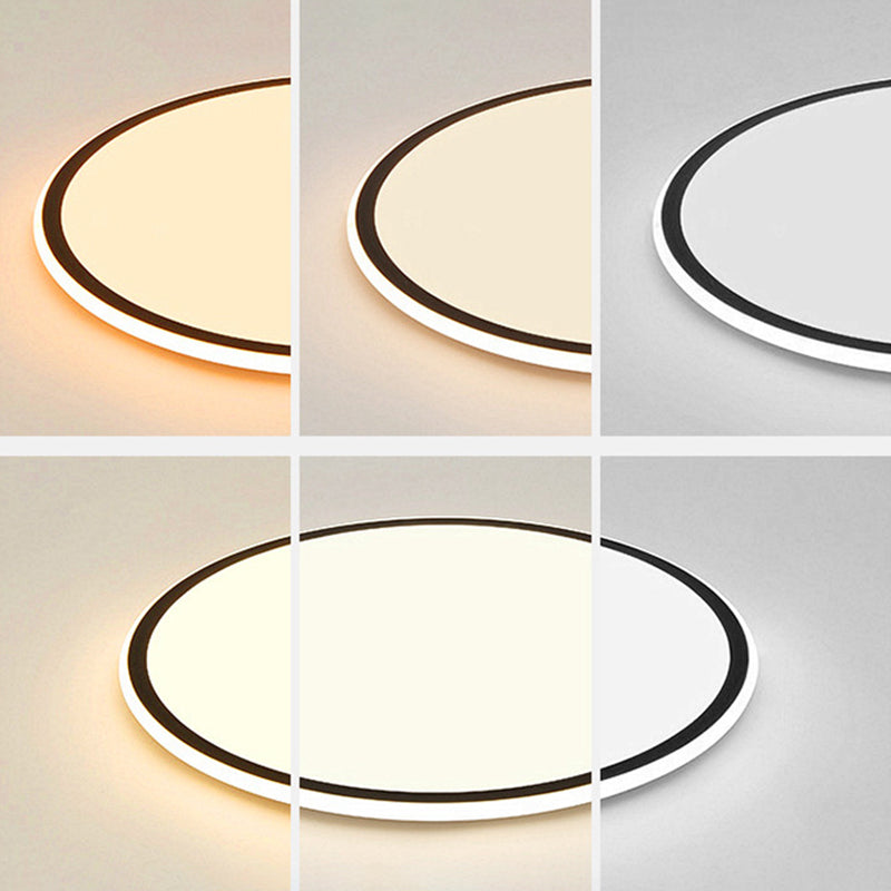 Plafonnier LED en aluminium simple encastré en forme de disque noir pour chambre à coucher