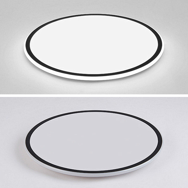 Black Disk Shaped Flush Mount Simple Style Aluminum LED Ceiling Light for Bedroom