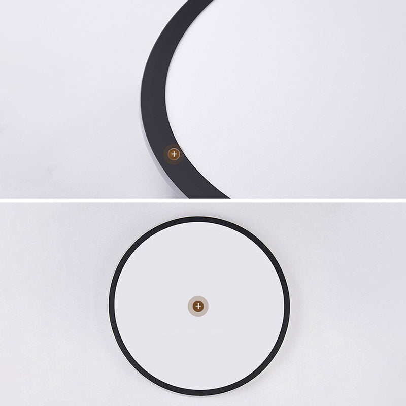 Black Disk Shaped Flush Mount Simple Style Aluminum LED Ceiling Light for Bedroom