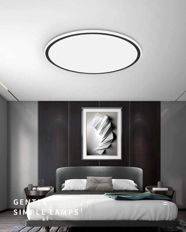 Plafonnier LED en aluminium simple encastré en forme de disque noir pour chambre à coucher