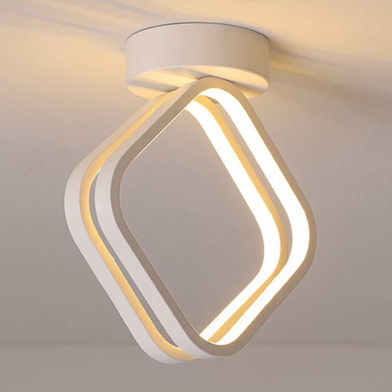 Lámpara empotrada moderna de aluminio con 1 cabeza montada en el techo del pasillo con anillo de halo